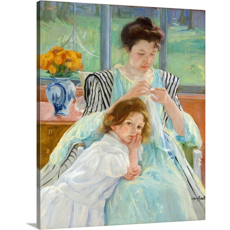 « La petite mère couteuse » par Mary Stevenson Cassatt-reproduction d’art, H 45 po x l 36 po x P 1,25 po, Toile tendue