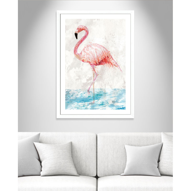 Beanca «Flamingo Splash», impression encadrée