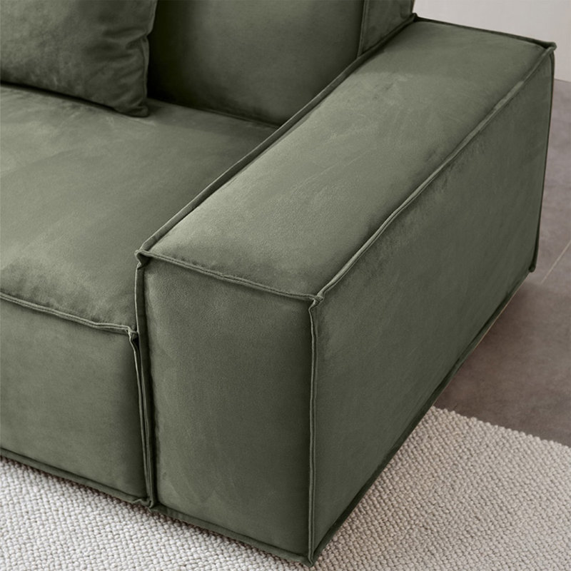 Coussin modulaire en polyester vert, H 27,56 po x l 110,24 po x P 39,37 po