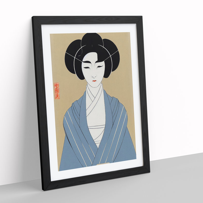 Classic Geisha No.2 - Single Picture Frame Print, 64cm H x 46cm W x 2cm D, Black