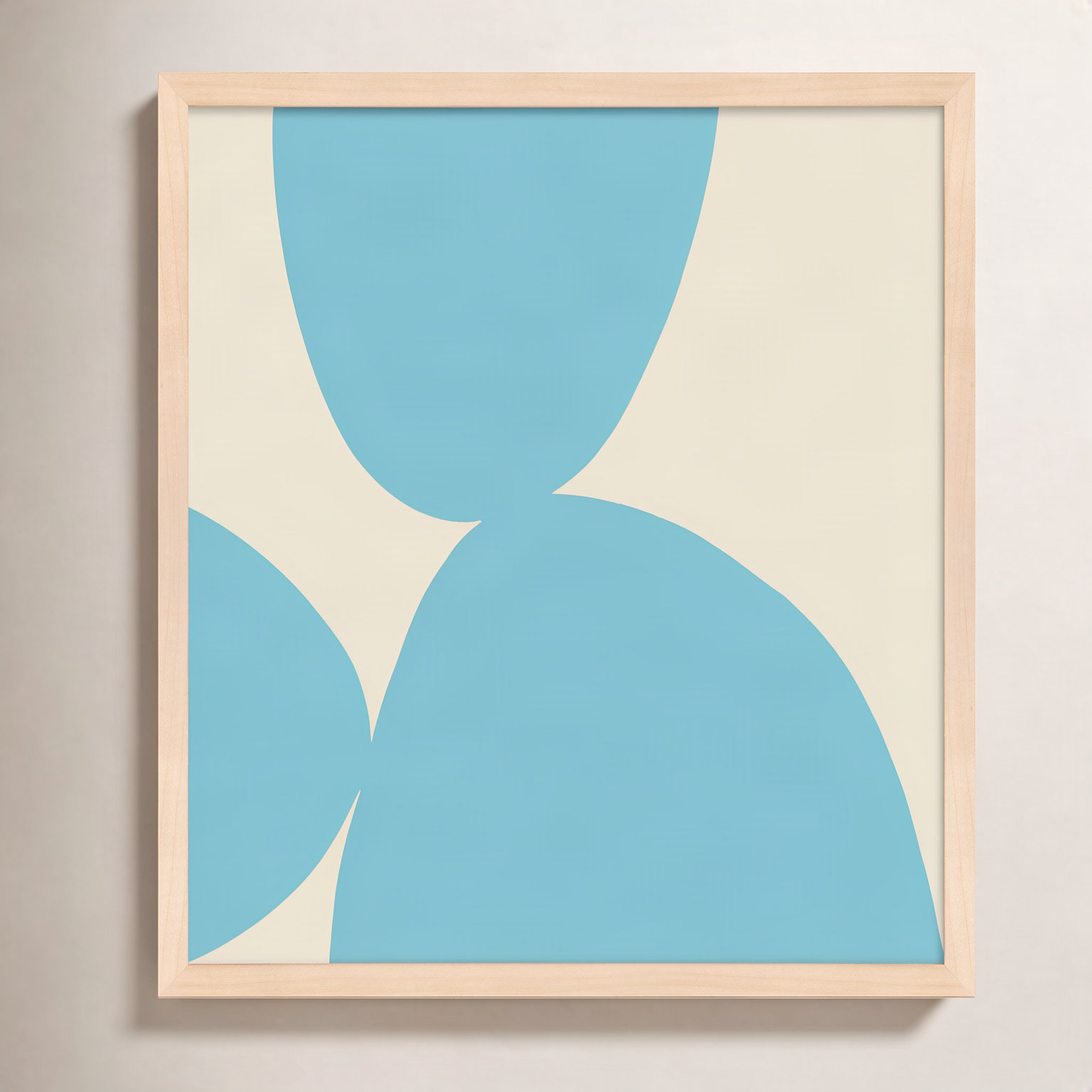 Black Ink "Blue Ink 1" Painting, 44" H x 44" W x 1.25" D, Maple Framed