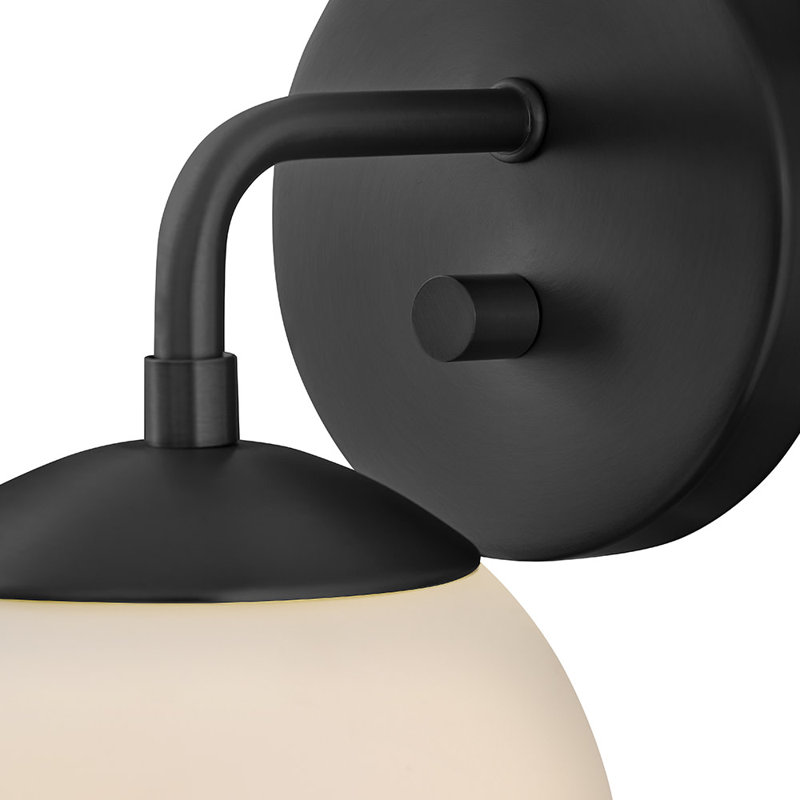 Applique murale simple globe avec verre opale gravé, Noir, noir, noir, noir