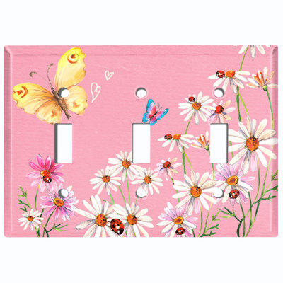 Patterned 3 - Gang Toggle Light Switch Standard Wall Plate