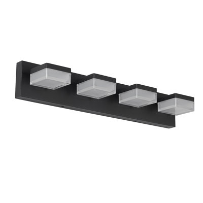 Luminaire de salle de bain noir 4 lumières à DEL à intensité variable pour meuble-lavabo noir à intensité variable 24W blanc froid 6000K