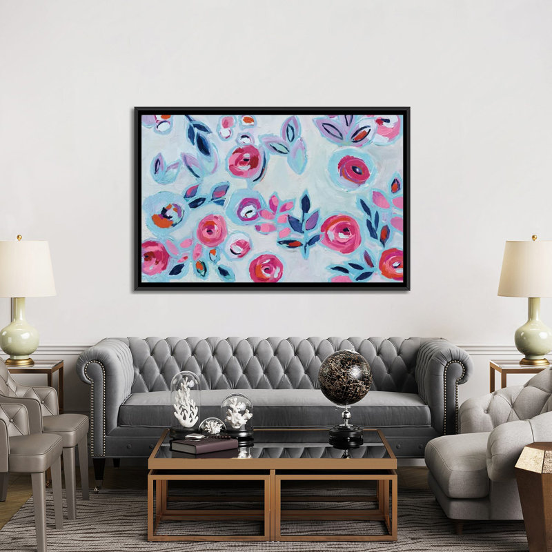 Art mural Fadwa, Toile avec cadre noir, H 40 po x l 60 po x P 1,5 po
