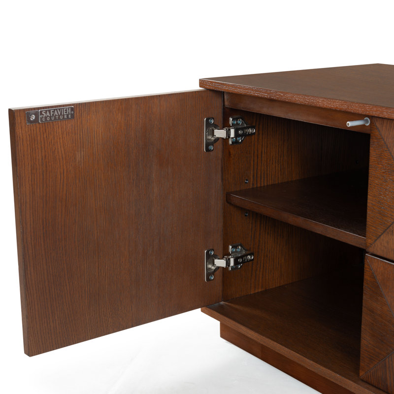Patty 4 Door Wood Media Stand, Walnut