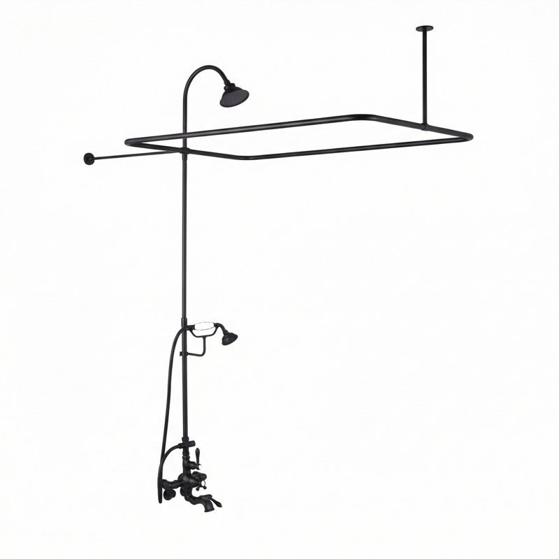 Tub Mounted Thermostatic Shower Set with Rectangle Enclosure, Handheld Shower and 65" Riser, Unlacquered Oil Rubbed Bronze