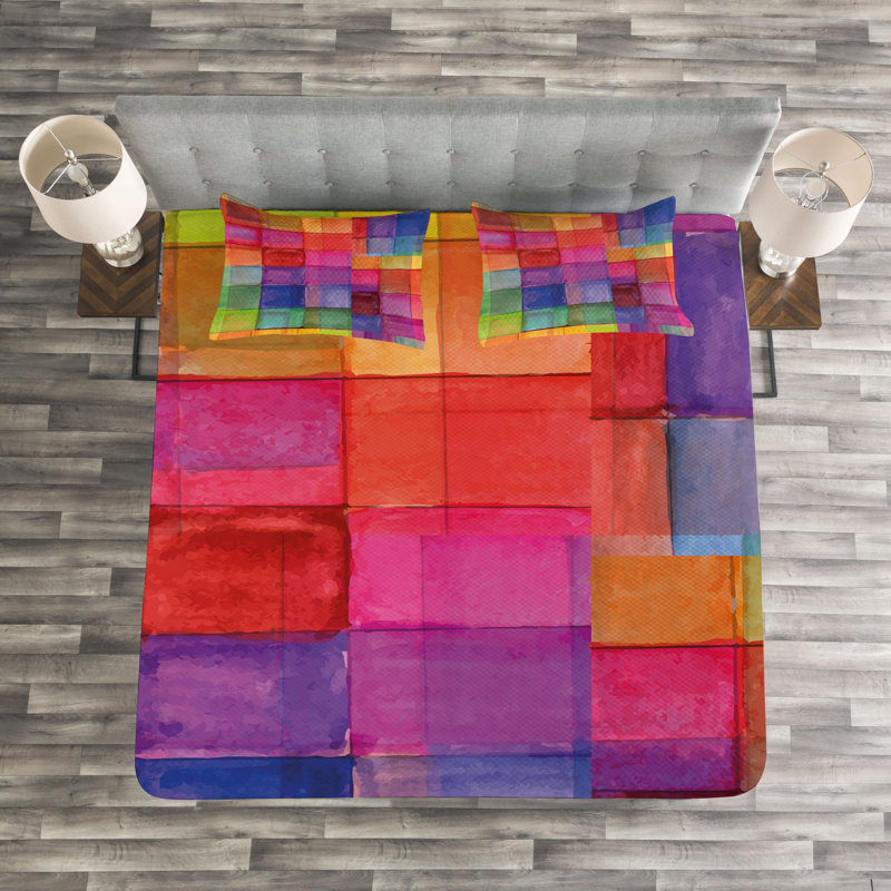 Modern & Contemporary Geometric Shapes Coverlet, Queen Coverlet + 2 Shams