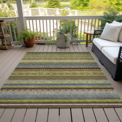 Tapis rayé intérieur / extérieur lavable à la machine Husby ACN2218