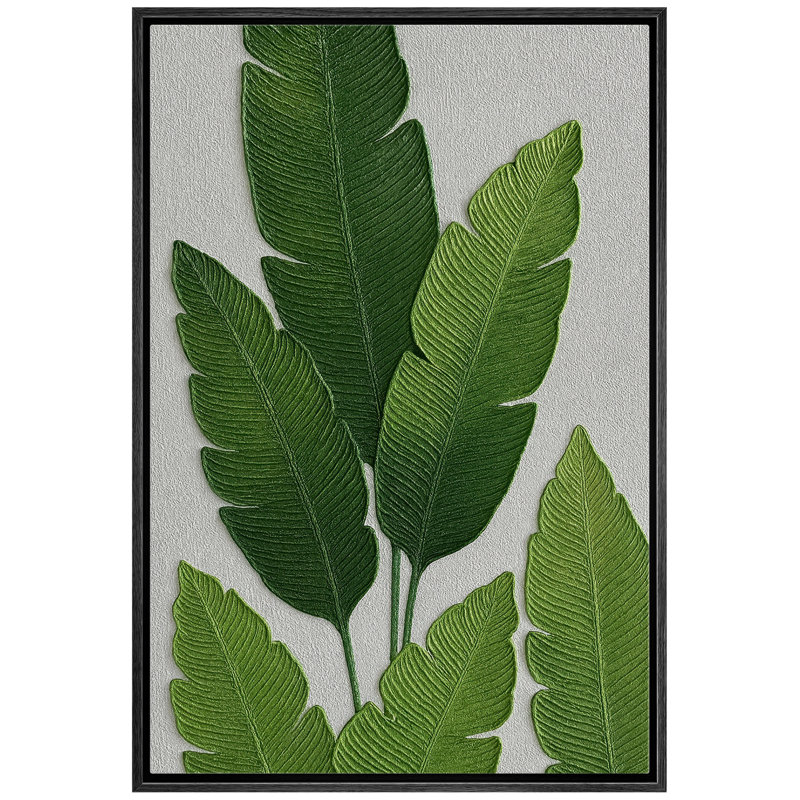 Œuvre botanique de feuille tropicale minimaliste, plante verte moderne, photos, impression sur toile encadrée, Cadre noir
