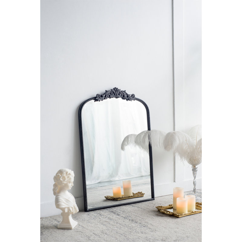 Miroir 24 po x 36 po de conception classique avec cadre d'inspiration baroque pour salle de bain, 36 po x 24 po, Noir