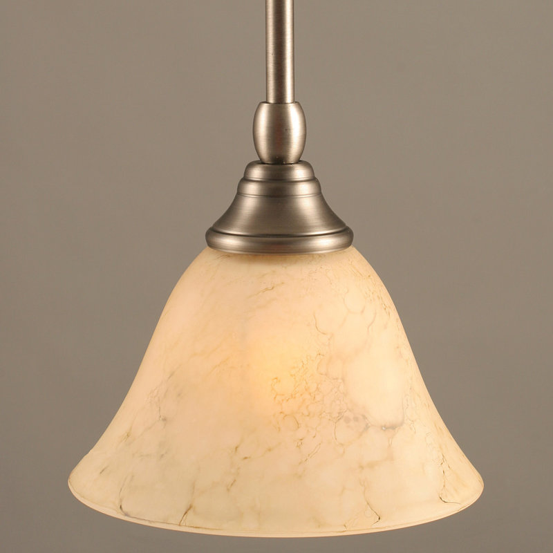 Stem Hung Mini Pendant With 7" Italian Marble Glass, Brushed Nickel