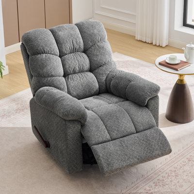Fauteuil inclinable et pivotant surdimensionné avec dossier et repose-pieds réglables manuellement, fauteuil de chambre de bébé inclinable rembourré en chenille avec accoudoirs et dossier rembourrés pour le salon et la chambre à coucher