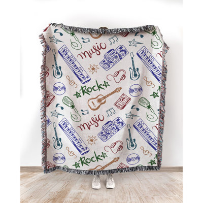 Musical Instrument Flat Icons 100% Cotton Blanket