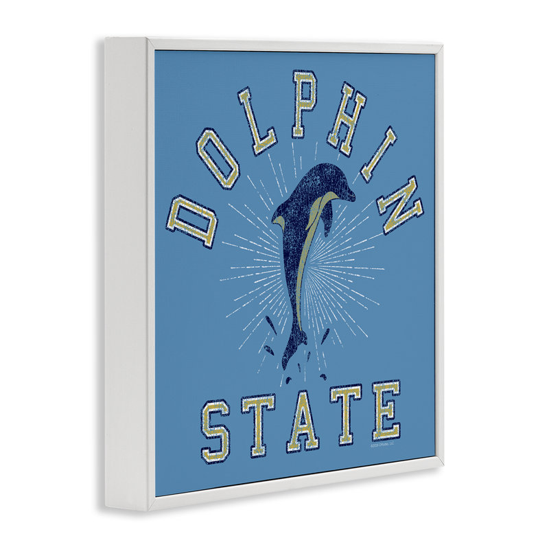 Giclée rétro par Dolphin State par Spirit Animals / Life Is High, Estampe numérique encadrée blanc bord de mer