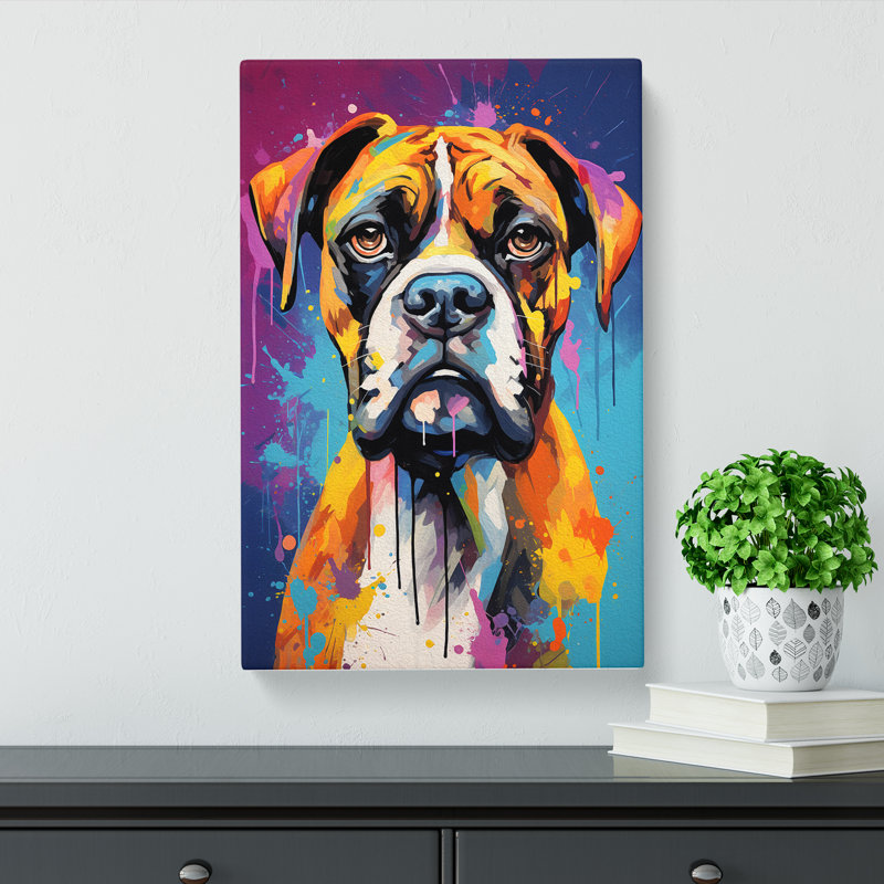 Boxer Dog Abstract - Wrapped Canvas, 50cm H x 35cm W x 3cm D