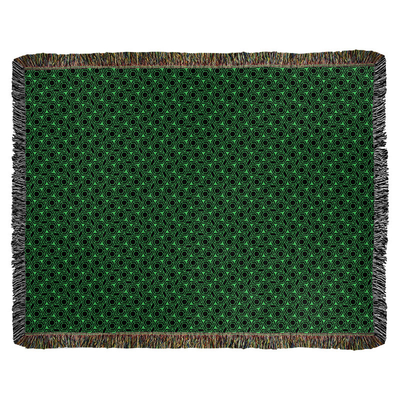 Couverture tissée hexagonale Katelyn Elizabeth, l 37 po x L 52 po, Vert / Noir