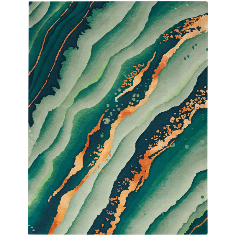 Viscose Abstract Indoor Rug, Rectangle 7'9" x 9'9"