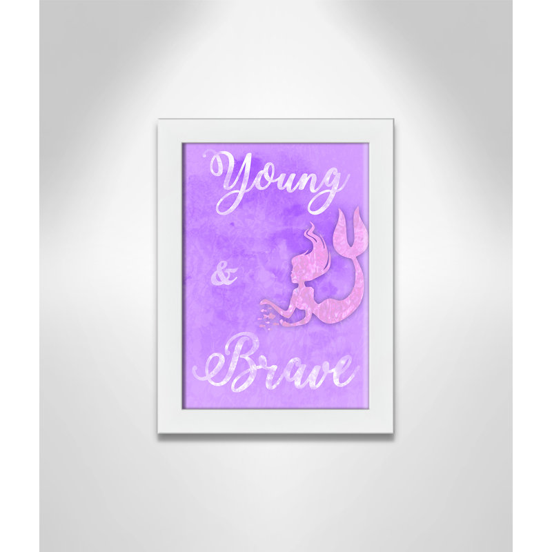 Brave Mermaids' Wall Decal, 14" H x 10" W x 0.6" D, White Flat Framed