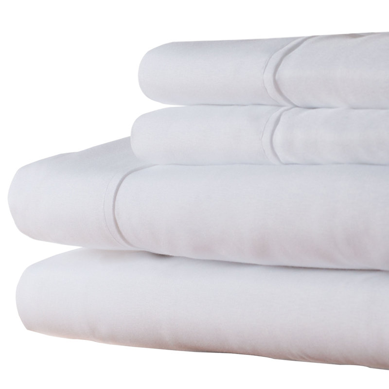 Ensemble de draps 3 pièces en microfibre brossée - Literie avec draps-housse infroissables et résistants aux taches, Blanc