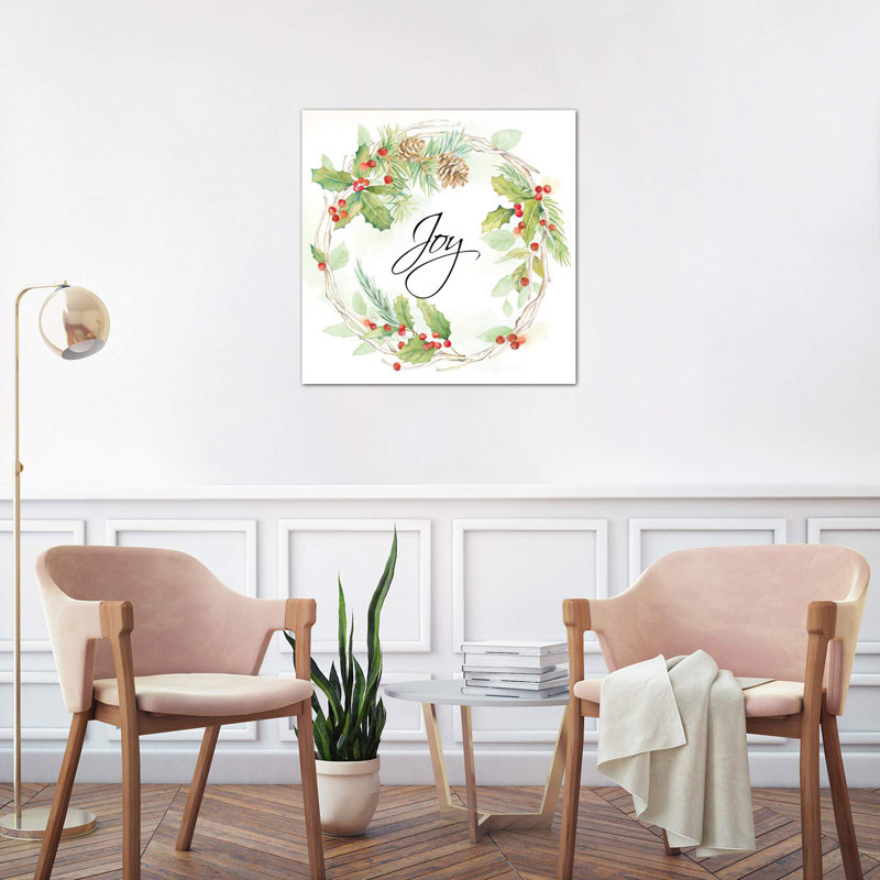 Holiday Wreath Joy by Cynthia Coulter - Wrapped Canvas Print, No Frame, 45.72 cm H x 45.72 cm W x 3.175 cm D