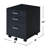 Rectangular Mobile Cabinet With 3 Drawers, Black And Chrome