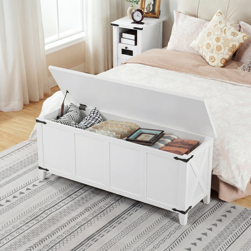 Coffre de rangement 47,2 po Farmhouse, Blanc