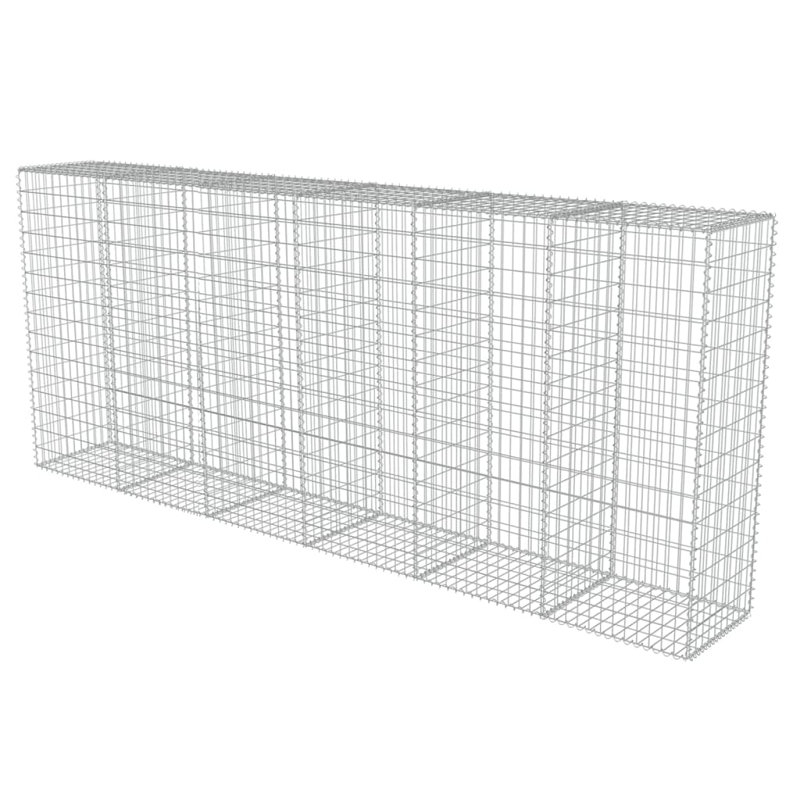 150cm H x 300cm W Silver Metal Gabion Wall