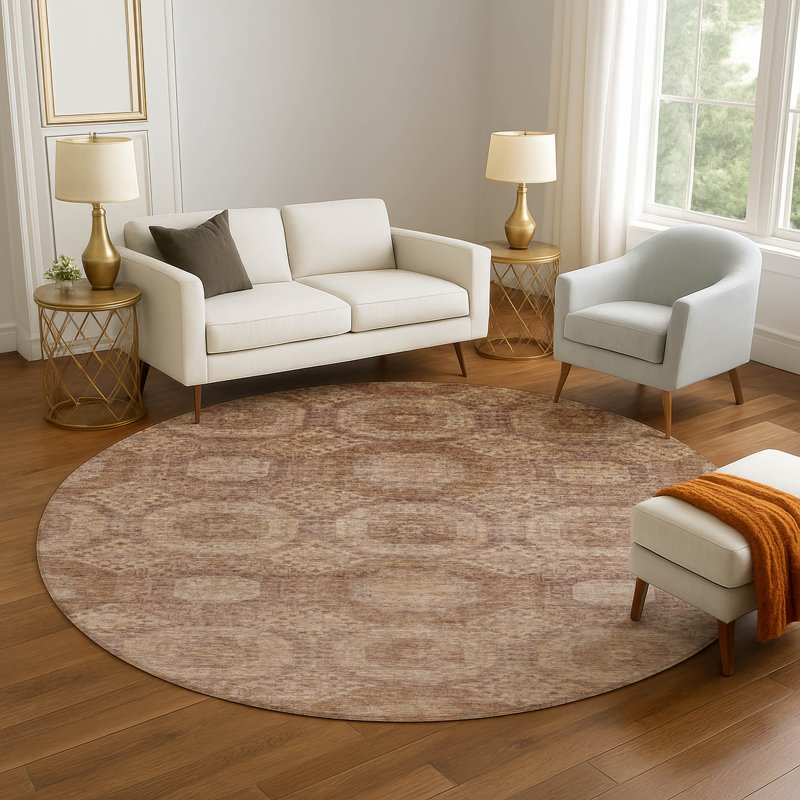 Premium Machine Washable Alaina AMF1925 Panels Rug, Round 8'