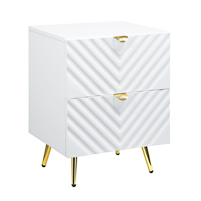 Table de chevet 2 tiroirs Canesha, Blanc