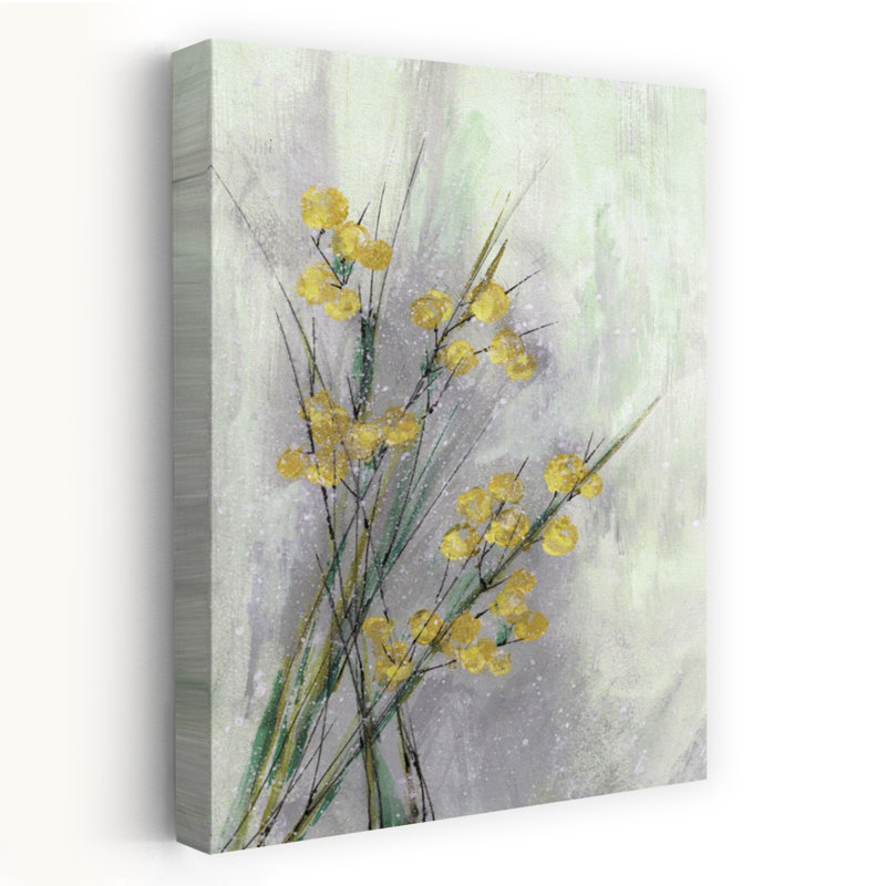 Delicate Yellow Botanicals Abstract Delicate Elegant Nature Spring Wall Art Print 1 Piece Wrapped Canvas Wall Art