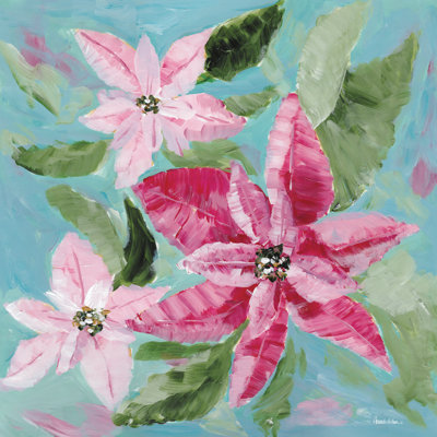 «Vintage Holiday Poinsettias on Canvas» par Amanda Hilburn, reproduction