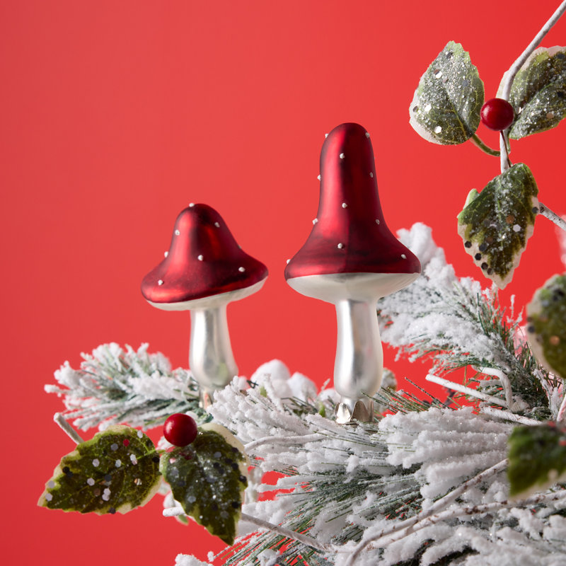 Ornement en forme de champignon en verre Frost (lot de 12)
