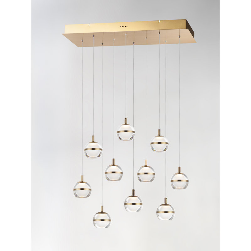 Luminaire suspendu 10 lumières Swank, Laiton vieilli naturel
