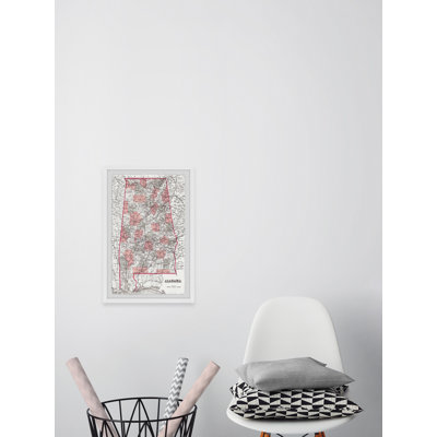 «White Pink Alabama», reproduction d'art graphique sur papier encadré