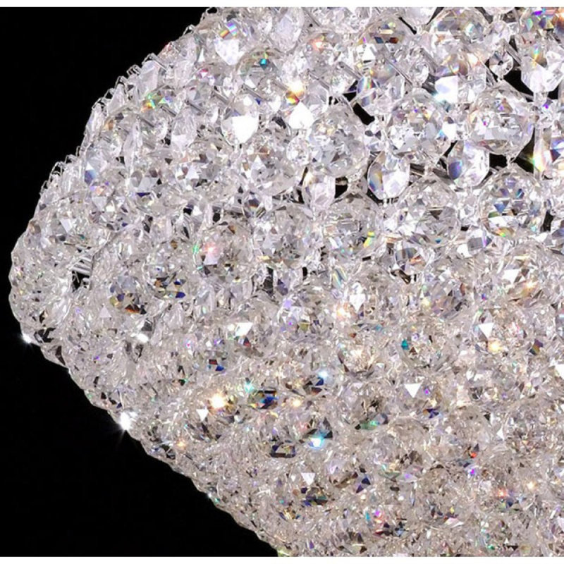 Lustre carré unique à 15 lumières Faruque, Transparent, Nickel poli, P 72 po x L 72 po