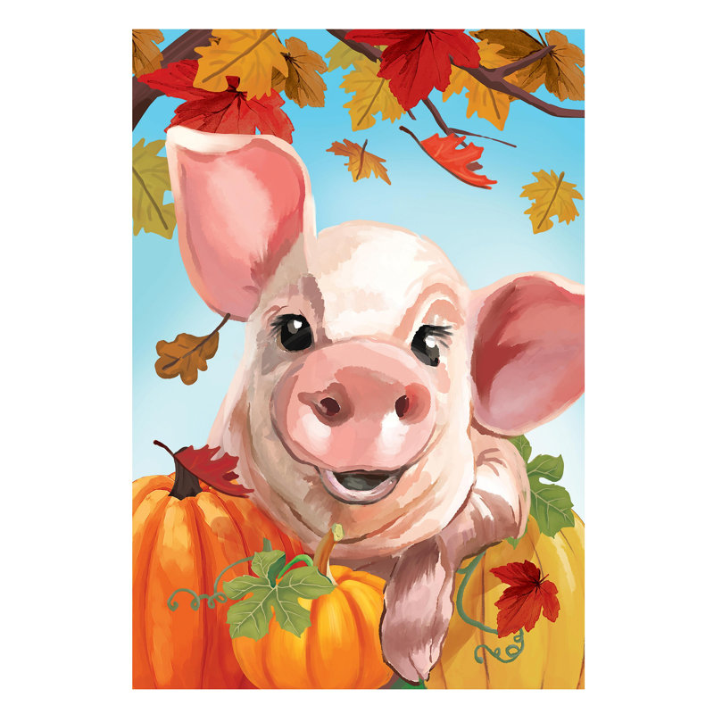 Drapeau de maison «This Little Fall Piggy» en suède