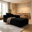 Méridienne droite de 95 cm (37,5 po) avec tissu moelleux et porte-gobelet, canapé compressible sans assemblage pour salon, noir-199678750