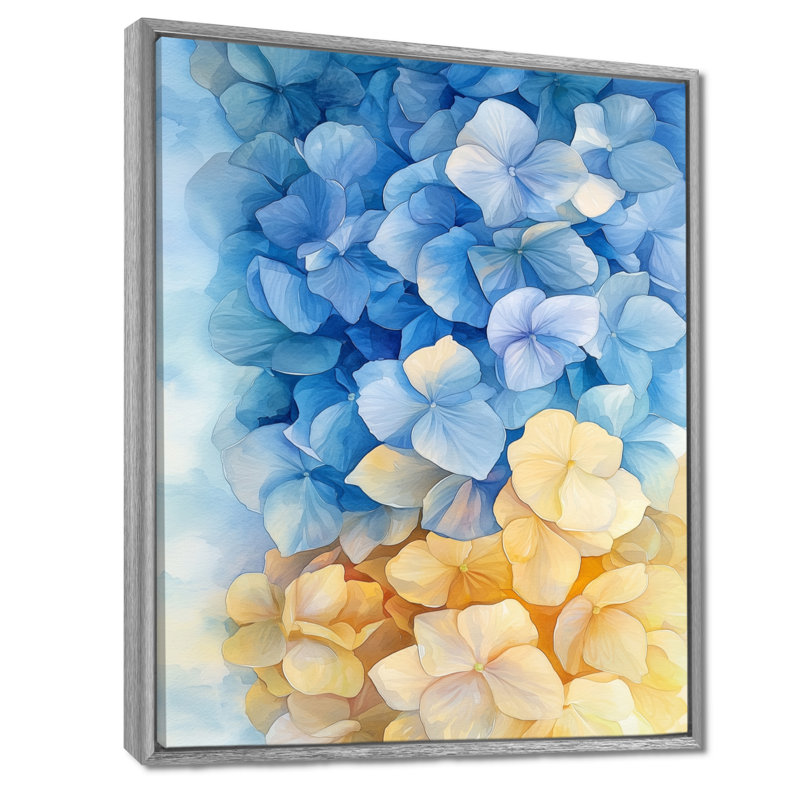Décoration murale abstraite «Hydrangea Horizon Of Simplicity III» - Hortensia, Argent argent, H 32 po x l 24 po