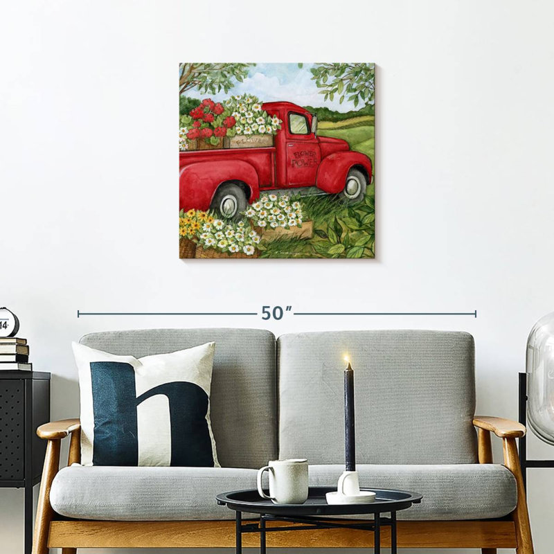 Mehar Flower Red Truck, 24" H x 24" W