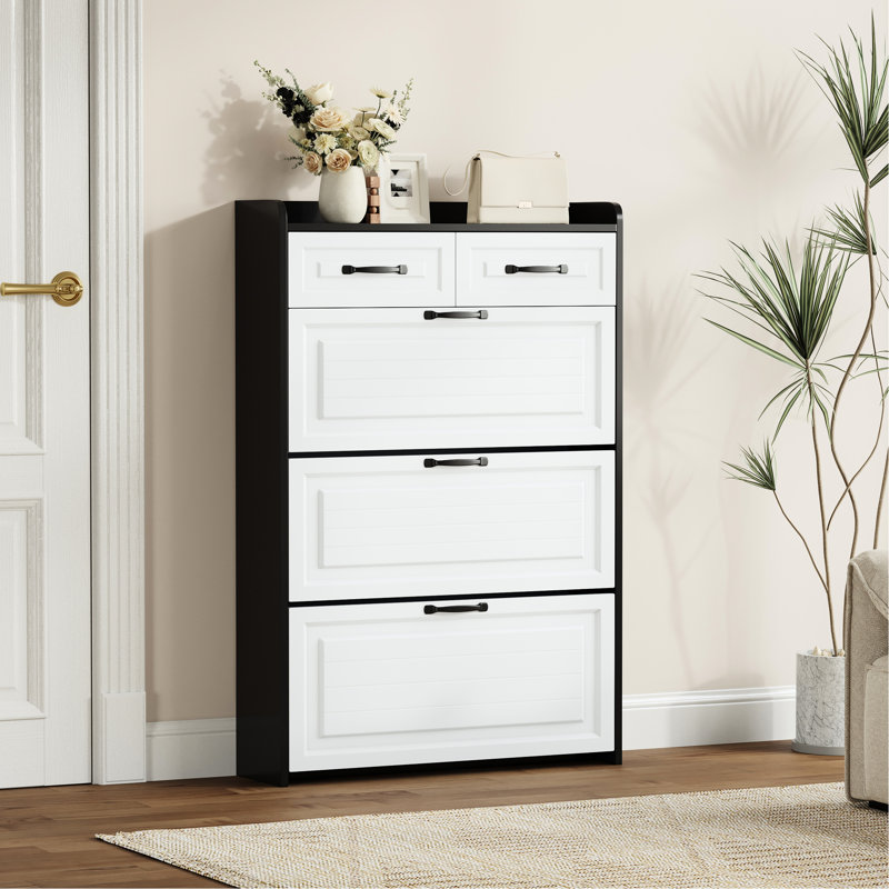Range-chaussures minimaliste avec 2 tiroirs, grand rangement pour armoire de collection, 3 tiroirs et salon efficace