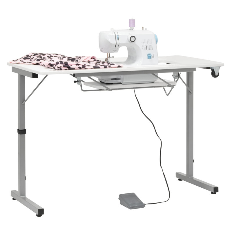Rollaway 40.25" x 20" Foldable Sewing Table with Sewing Machine Platform and Wheels