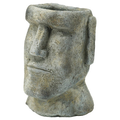 Jardinière inspirée de l'île de Pâques, 9 pouces, ciment gris, petite à moyenne lavande, accent agréable pour les plantes à fleurs décoratives, excentrique