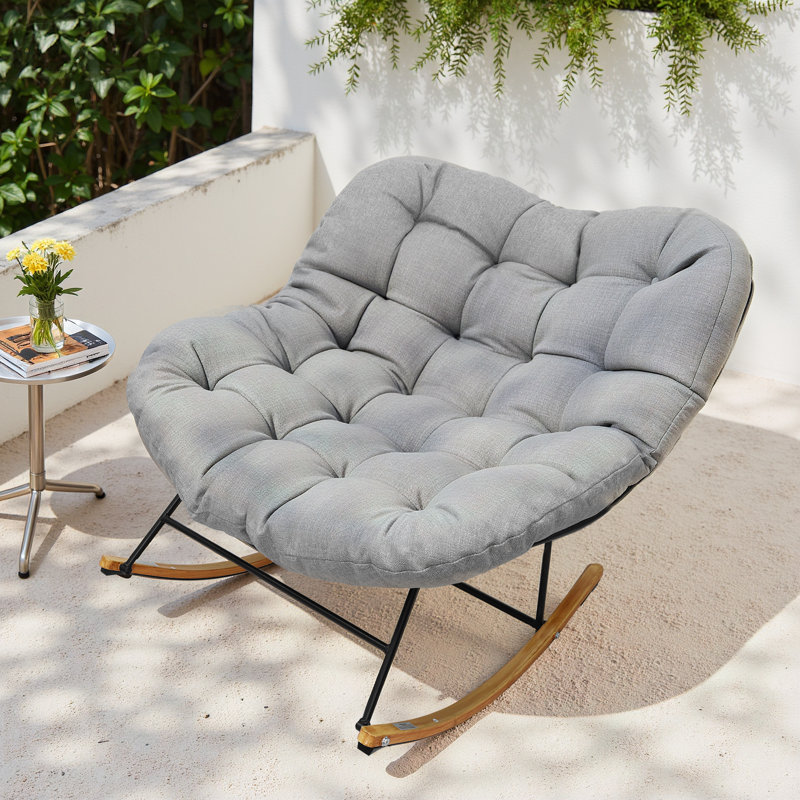 Chaise berçante moderne surdimensionnée Papasan avec coussin moelleux et structure robuste, fauteuil confortable pour un salon, une chambre ou un patio