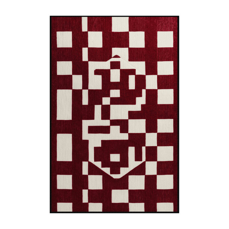 Tapis rouge à carreaux lavable à la machine, Tapis de couloir 2 pi x 4 pi