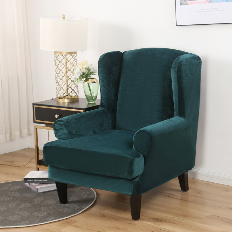 Box Cushion Armchair Slipcover, Dark Green