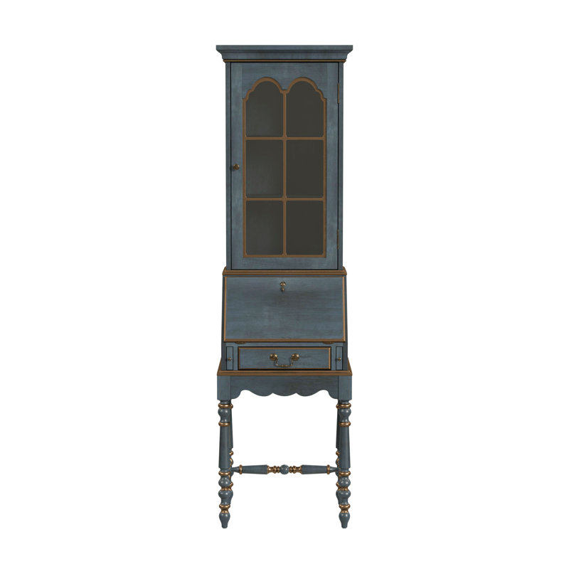Gaen Secretary Desk with Hutch, Pastel Blue