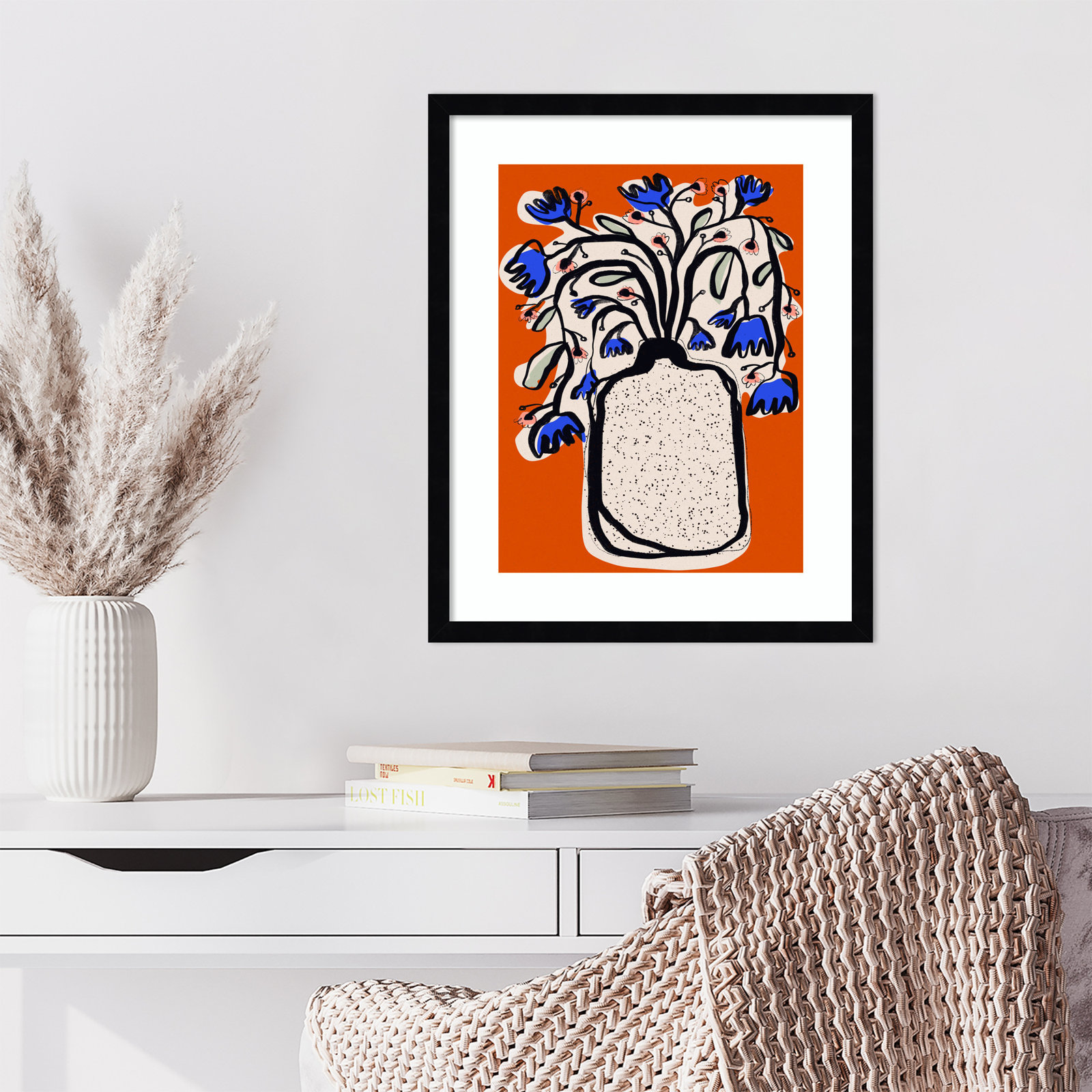 Galya "Lovely Flower Bouquet" Print, Black, 21" H x 17" W