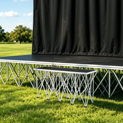 Plateforme de scène intérieure / extérieure portable avec pieds pliables, rehausse de scène modulaire connectable, scène de performance antidérapante pour événements de concert, H 24,4 po