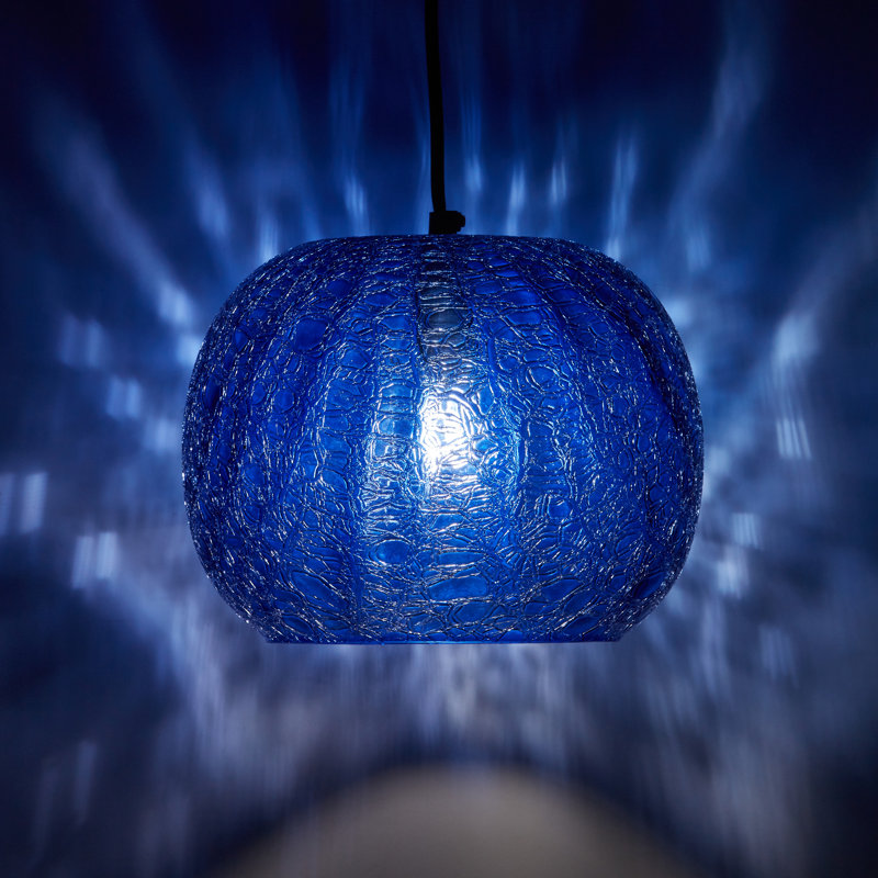 9.8" W Leona Glam Blue Handblown Glass Globe Shade Pendant - Latitude Run®